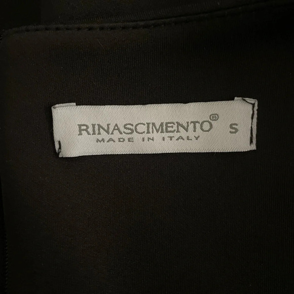 Rinascimento Midi Dress Fit and Flare Black Small Made in Italy Long Sleeve - Picture 6 of 10